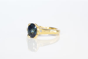 Eos Ring - 18ct Yellow Gold with Oval 1.44ct Blue Sapphire