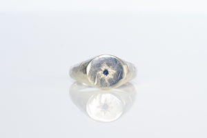 Sirius Signet Ring - 9ct White Gold with Blue Sapphire