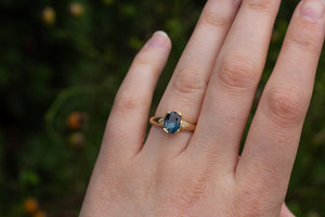 Eos Ring - 18ct Yellow Gold with Oval 1.44ct Blue Sapphire