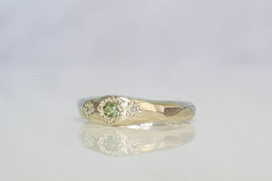 Hestia Ring - White Gold with Green Sapphire and Diamonds
