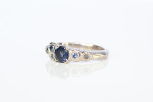 Stratus Ring - 14ct White Gold with Sapphires and Salt and Pepper Diamonds