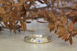 Hestia Ring - White Gold with Blue Sapphires and Diamonds