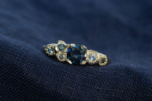 Stratus Ring - 14ct White Gold with Sapphires and Salt and Pepper Diamonds