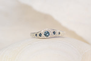 Seafoam Ring - 9ct White Gold with Teal Sapphires