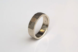 Faceted Band - Wide - White Gold
