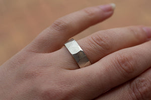 Faceted Band - Wide - White Gold