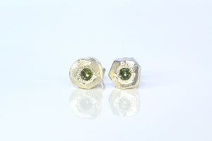 Boulder Studs - Sterling Silver with Sapphires