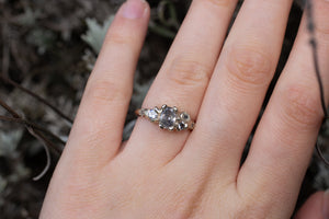 Cumulus Ring - 14ct White Gold with Salt and Pepper Diamonds, Spinel and Sapphire