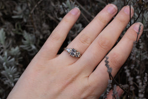 Cumulus Ring - 14ct White Gold with Salt and Pepper Diamonds, Spinel and Sapphire