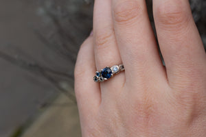 Stratus Ring - 14ct White Gold with Sapphires and Salt and Pepper Diamonds