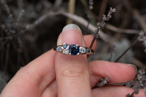 Stratus Ring - 14ct White Gold with Sapphires and Salt and Pepper Diamonds