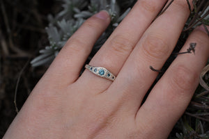 Seafoam Ring - 9ct White Gold with Teal Sapphires