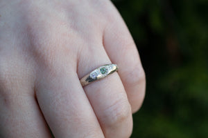 Hestia Ring - White Gold with Green Sapphire and Diamonds