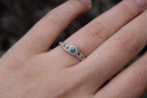 Seafoam Ring - 9ct White Gold with Teal Sapphires