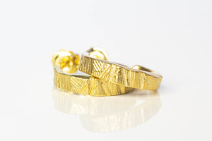 Bark Hoop Earrings - Gold Plated