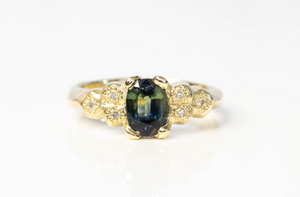 Oasis Ring - 9ct Yellow Gold with Green Sapphire and Diamonds