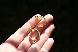 Bark Hoop Earrings - Gold Plated