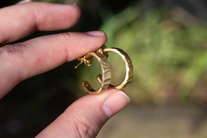 Bark Hoop Earrings - Gold Plated