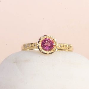 Vesper Ring - 9ct Yellow Gold with Pink Tourmaline and Diamonds