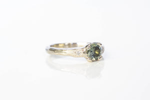 Mira Ring - 14ct White Gold with 5.5mm Green-Grey Sapphire