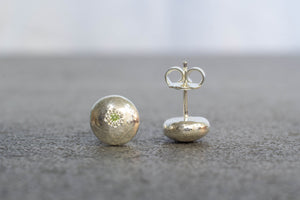 Pebble studs - Sterling Silver with Green Peridot
