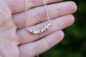 Boulder Necklace - 9ct Yellow Gold with Diamonds and Sapphire