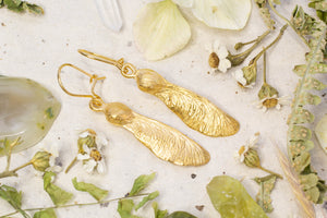 Sycamore Seed Earrings - Gold Plated