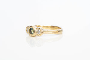 Torci Ring - 9ct Yellow Gold with Green Sapphire and Diamonds