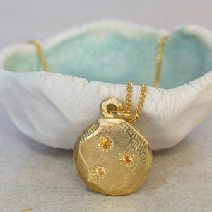 Callisto Pendant - Gold Plated with Citrines