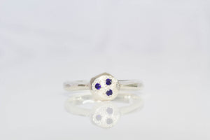Geo Ring with Sapphires - Sterling Silver