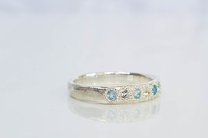 Subtle Band with Blue and White Topaz - Sterling Silver