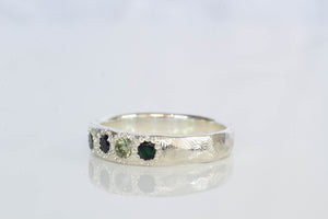 Subtle Band with Green Sapphires - Sterling Silver