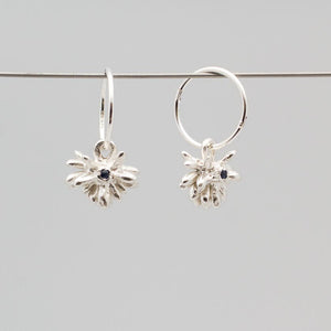 Coprosma Hoop Earrings with  Sapphires - Sterling Silver