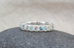Subtle Band with Blue and White Topaz - Sterling Silver