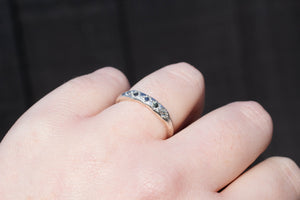 Subtle Band with Blue and Green Sapphires - Sterling Silver