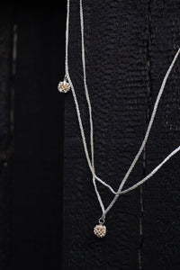 Seed Pod Necklace on Double Braided Grey Cord - Sterling Silver