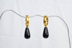 Endora Hoop Earrings - Gold Plated with Onyx