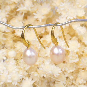 Dione Drop Earrings - Gold Plated with Pink Pearls