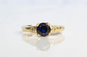 Mira Ring - 18ct Yellow Gold with Deep Blue Sapphire and Diamonds