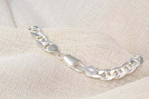 Diamond Cut Anchor Bracelet Chain - Sterling Silver