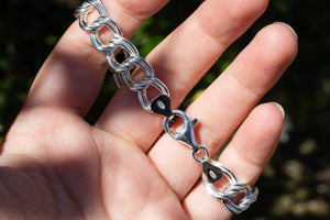 Double Curb Bracelet Chain - Sterling Silver