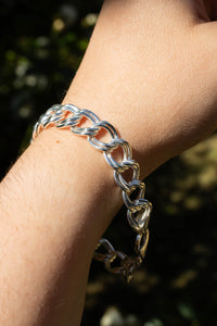 Double Curb Bracelet Chain - Sterling Silver