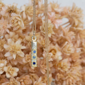 Pillar Pendant - Yellow Gold with Blue Sapphires