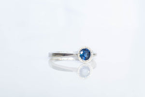 Lota Ring - 9ct White Gold with Blue Sapphire