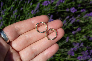 Twisted Huggie Earrings - 15mm - 9ct Yellow Gold