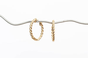 Twisted Huggie Earrings - 15mm - 9ct Yellow Gold