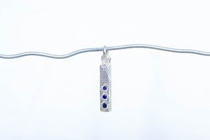 Pillar Charm with Sapphires - Sterling Silver