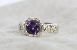 Eluo Ring - 9ct White Gold with Purple Spinel and Diamonds