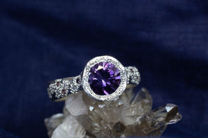 Eluo Ring - 9ct White Gold with Purple Spinel and Diamonds