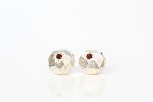 Boulder Studs with Gems - Sterling Silver